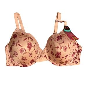 Maidenform smartzone cups pink floral lace bra new with tags size 40D.